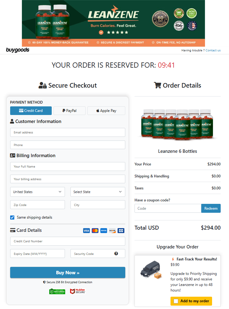 Leanzene order form